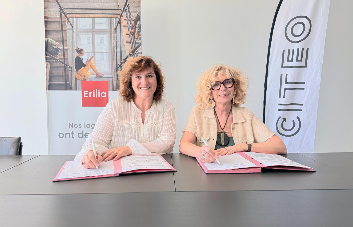 La convention a été signée par Nathalie CALISE, Secrétaire Générale d’Erilia et Christine LEUTHY, Directrice Régionale de Citeo